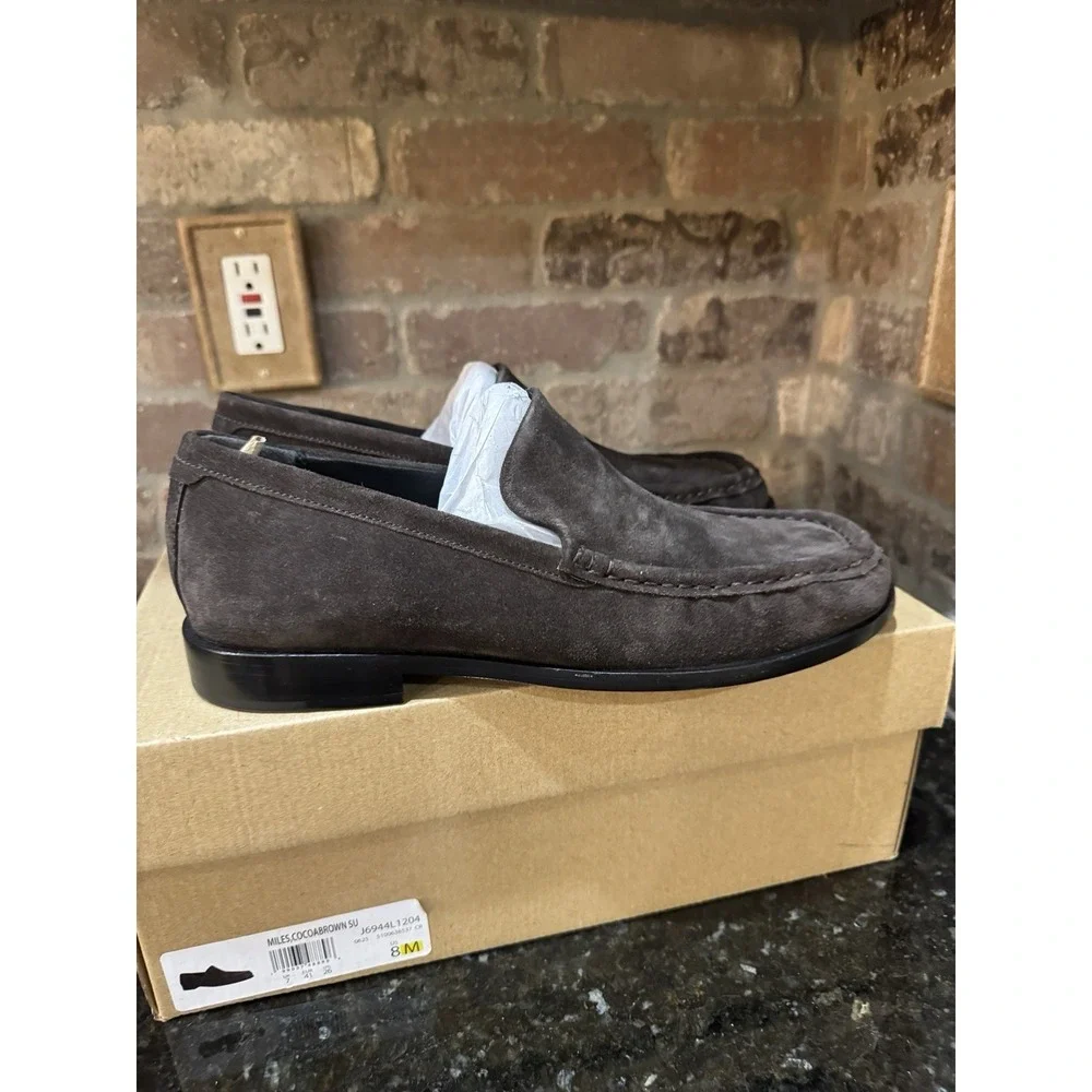 Vince Men Miles Suede Moccasin-style Loafer Slip on Shoes‎ Cocoa Brown Size 8M
